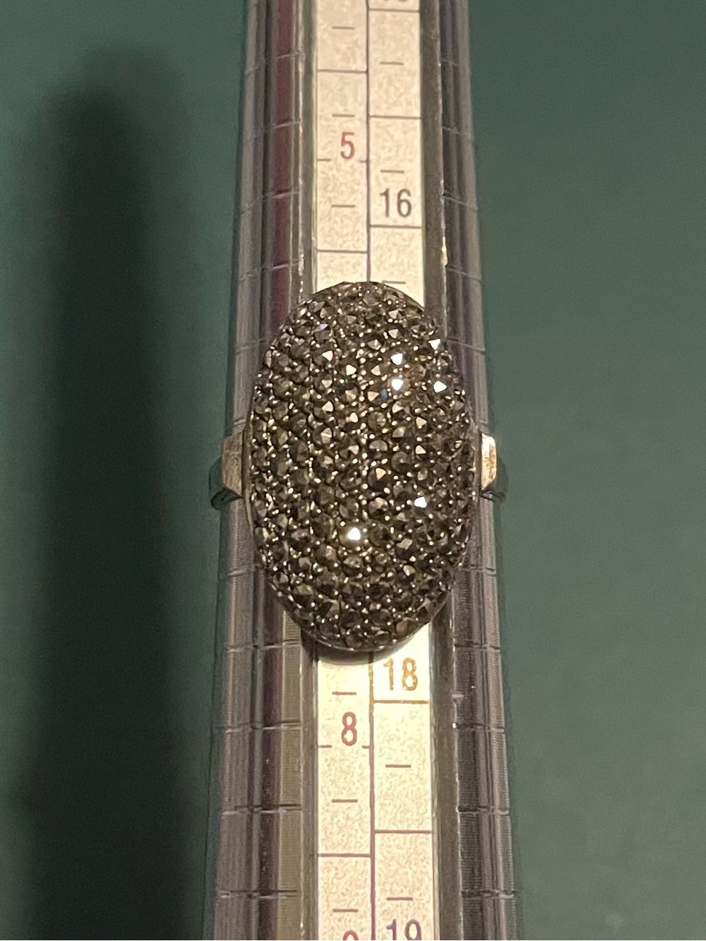 Dazzling Sterling Silver Large Oval Marcasite art deco Ring Size 7
